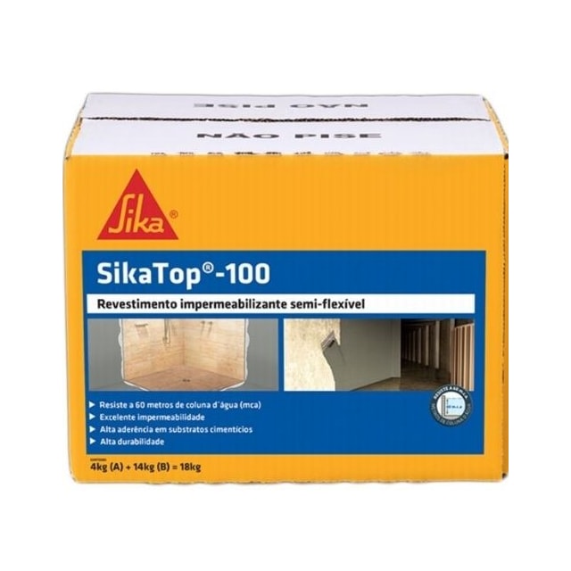 Impermeabilizante Sika Top 100 Cinza 18kg - Sika  Impermeabilizante Sika Top 100 Cinza 18kg - Sika