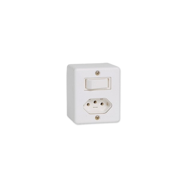 Interruptor Simples + Tomada 10A para Sobrepor - Enerbras Interruptor Simples + Tomada 10A para Sobrepor - Enerbras