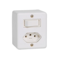 Interruptor Simples + Tomada 10A para Sobrepor - Enerbras Interruptor Simples + Tomada 10A para Sobrepor - Enerbras