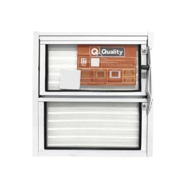 Janela Basculante Alumínio Branco 2 Folhas VD Canelado 30x30cm - QUALITY