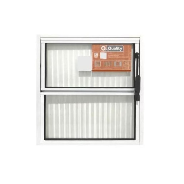 Janela Basculante Alumínio Branco 2 Folhas VD Canelado 40x40cm - QUALITY