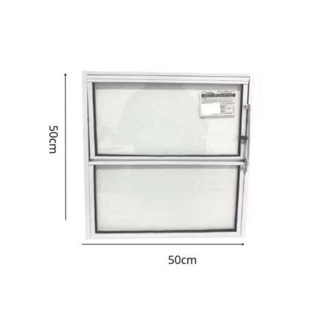 Janela Basculante Alumínio Branco 2 Folhas VD Liso 50x50cm - QUALITY