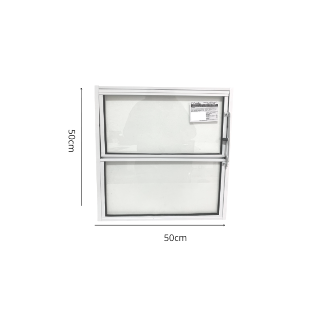 Janela Basculante Alumínio Branco 2 Folhas VD Liso 50x50cm - QUALITY