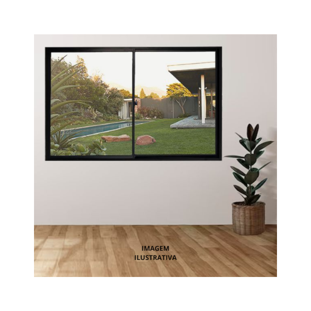 Janela de Correr 1,00 x 1,00m Alumínio Preto Vd Liso 2 Folhas - QUALITY Janela de Correr 1,00 x 1,00m Alumínio Preto Vd Liso 2 Folhas - QUALITY