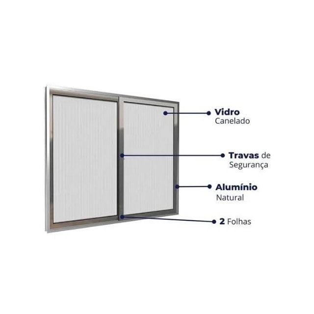 Janela de Correr 1,50 X 1,00m Alumínio Natural Vd Canelado - QUALITY Janela de Correr 1,50 X 1,00m Alumínio Natural Vd Canelado - QUALITY