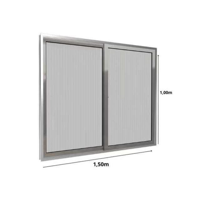 Janela de Correr 1,50 X 1,00m Alumínio Natural Vd Canelado - QUALITY Janela de Correr 1,50 X 1,00m Alumínio Natural Vd Canelado - QUALITY