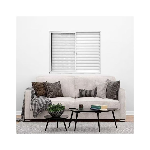 Janela de Correr 3 Folhas, 2 Veneziana Branca 1 Vidro Liso, 100 x 100cm - QUALITY Janela de Correr 3 Folhas, 2 Veneziana Branca 1 Vidro Liso, 100 x 100cm - QUALITY