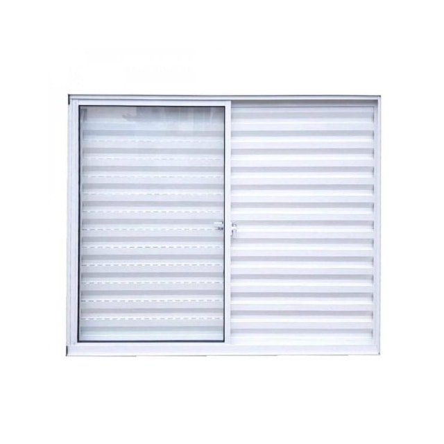 Janela de Correr 3 Folhas, 2 Veneziana Branca 1 Vidro Liso, 100 x 100cm - QUALITY Janela de Correr 3 Folhas, 2 Veneziana Branca 1 Vidro Liso, 100 x 100cm - QUALITY