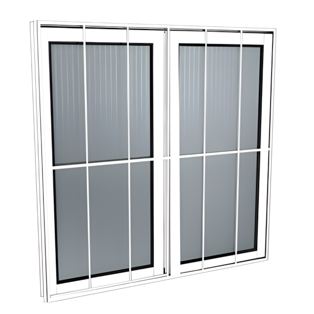 Janela de Correr c/ Grade Alumínio Branco Vd Canelado 2 Folhas 80 x 80cm - QUALITY