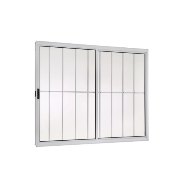 Janela de Correr C/ Grade Alumínio Branco Vd Liso 80x80cm - QUALITY