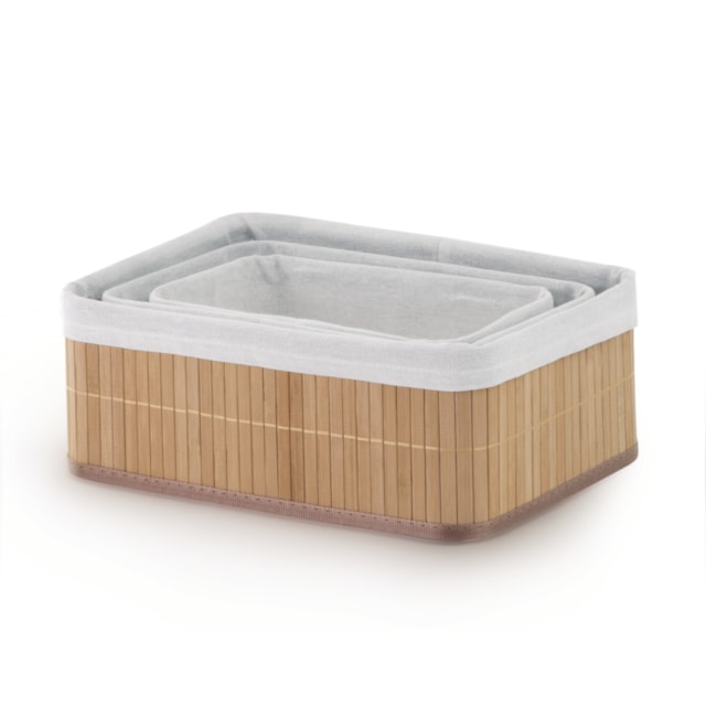 Jogo de 3 Cestos Organizador Bambu Claro Mimo Style Jogo de 3 Cestos Organizador Bambu Claro Mimo Style