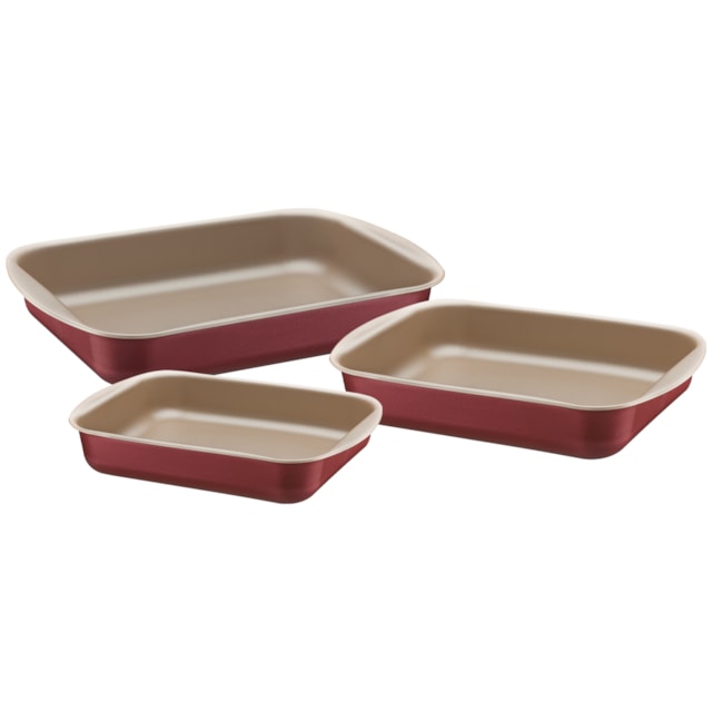 Jogo de Assadeiras Tramontina Brasil em Alumínio 3 Peças Vermelho Jogo de Assadeiras Tramontina Brasil em Alumínio 3 Peças Vermelho