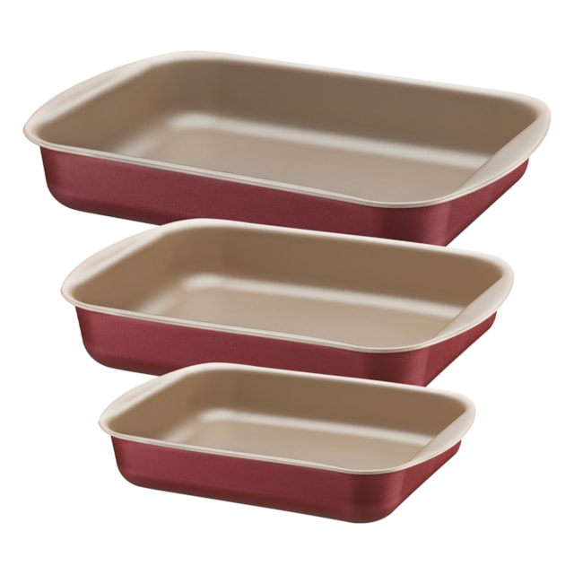 Jogo de Assadeiras Tramontina Brasil em Alumínio 3 Peças Vermelho Jogo de Assadeiras Tramontina Brasil em Alumínio 3 Peças Vermelho