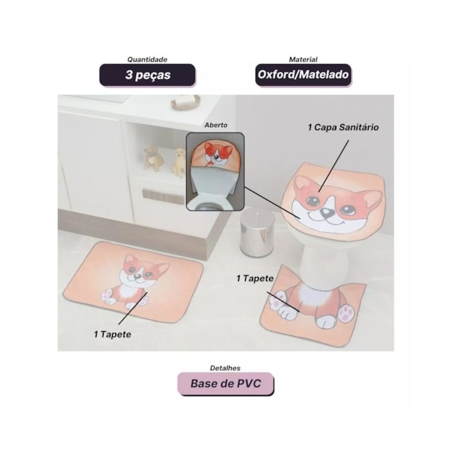 Jogo De Banheiro Tapete Capa Para Sanitário Conjunto 3 Peças Jogo De Banheiro Tapete Capa Para Sanitário Conjunto 3 Peças