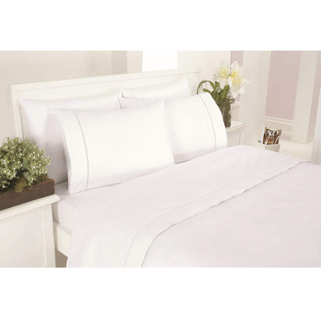 Jogo de Cama Lençol Ponto Palito Micropercal 3 Peças Branco Deccoralle King Size Jogo de Cama Lençol Ponto Palito Micropercal 3 Peças Branco Deccoralle King Size