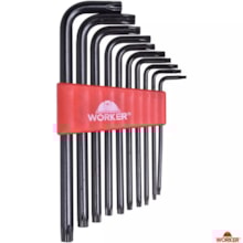 Jogo de Chave Torx Longa 10 Peças T9 a T50 - WORKER Jogo de Chave Torx Longa 10 Peças T9 a T50 - WORKER