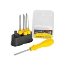 Jogo de Chaves de Fenda com Pontas Intercambiáveis 6 Peças - TRAMONTINA Jogo de Chaves de Fenda com Pontas Intercambiáveis 6 Peças - TRAMONTINA