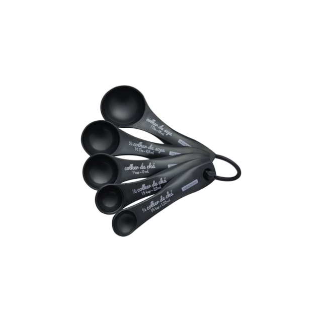 Jogo de Colheres Medidoras Tramontina Utilità em ABS Grafite 5 Peças Jogo de Colheres Medidoras Tramontina Utilità em ABS Grafite 5 Peças