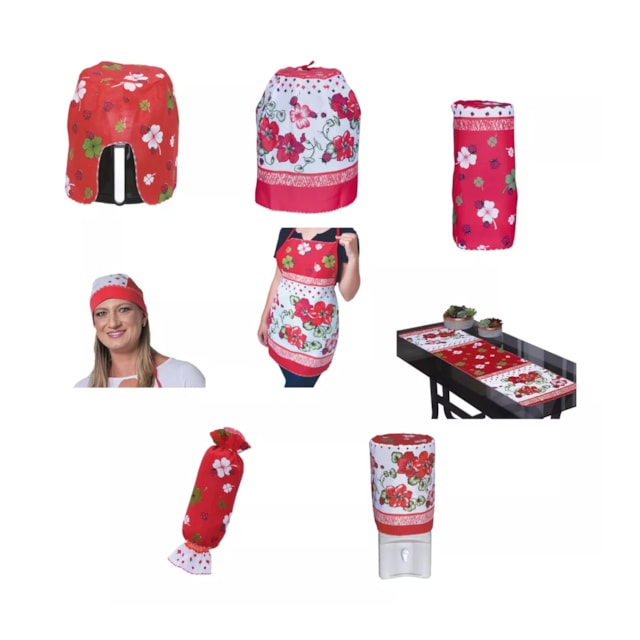 Jogo De Cozinha Estampado Floral 8 Peças Decoração Proteção Jogo De Cozinha Estampado Floral 8 Peças Decoração Proteção