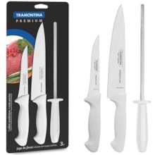 Jogo de Facas Premium com Lâminas em Aço Inox 3 peças - TRAMONTINA Jogo de Facas Premium com Lâminas em Aço Inox 3 peças - TRAMONTINA