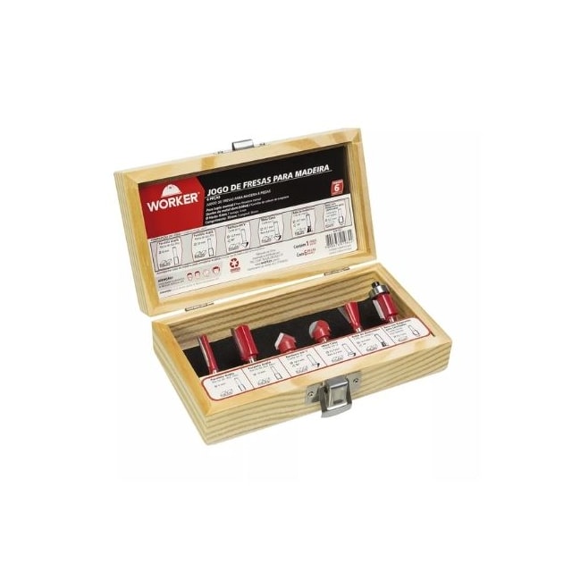 Jogo de Fresas 6 Peças Madeiras - WORKER Jogo de Fresas 6 Peças Madeiras - WORKER
