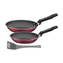 Jogo de Frigideiras de Alumínio 3 Peças Loreto Vermelha Tramontina Jogo de Frigideiras de Alumínio 3 Peças Loreto Vermelha Tramontina