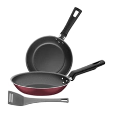 Jogo de Frigideiras de Alumínio 3 Peças Loreto Vermelha Tramontina Jogo de Frigideiras de Alumínio 3 Peças Loreto Vermelha Tramontina