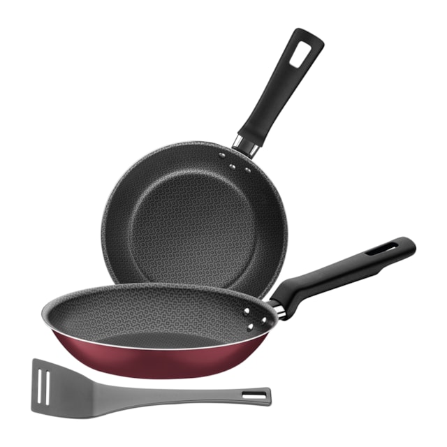 Jogo de Frigideiras de Alumínio 3 Peças Loreto Vermelha Tramontina Jogo de Frigideiras de Alumínio 3 Peças Loreto Vermelha Tramontina