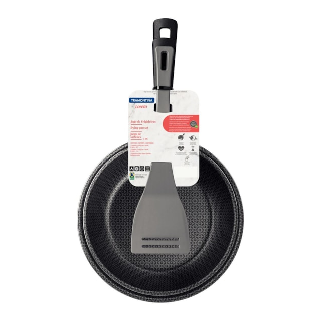 Jogo de Frigideiras de Alumínio 3 Peças Loreto Vermelha Tramontina Jogo de Frigideiras de Alumínio 3 Peças Loreto Vermelha Tramontina