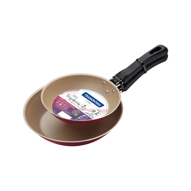 Jogo de Frigideiras Tramontina 2 Peças Caribe Vermelho em Alumínio  Antiaderente Starflon Max Jogo de Frigideiras Tramontina 2 Peças Caribe Vermelho em Alumínio  Antiaderente Starflon Max