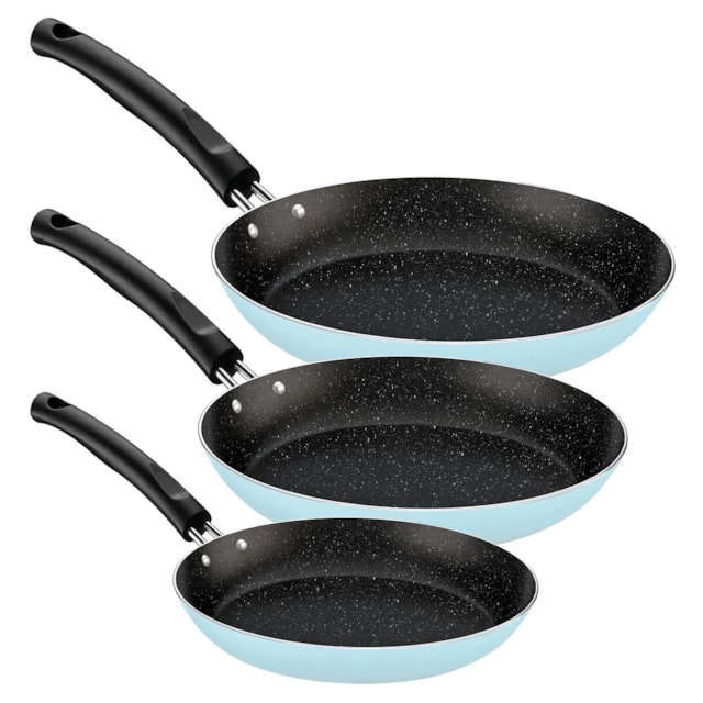 Jogo de Frigideiras Tramontina em Alumínio 3 Peças Azul Jogo de Frigideiras Tramontina em Alumínio 3 Peças Azul