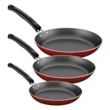 Jogo de Frigideiras Tramontina em Alumínio 3 Peças Vermelho Jogo de Frigideiras Tramontina em Alumínio 3 Peças Vermelho