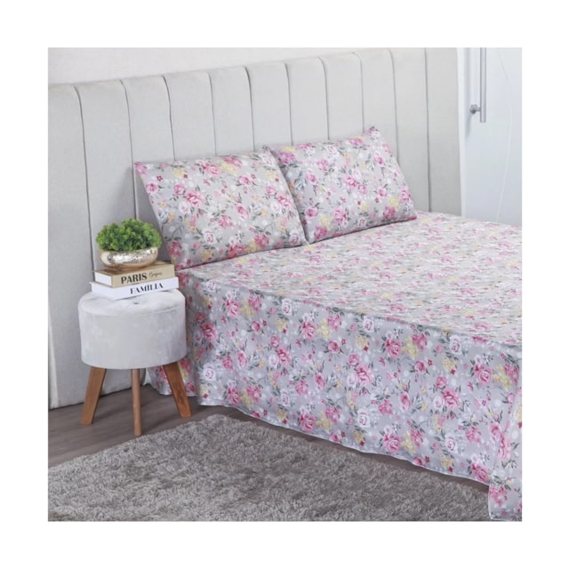 Jogo De Lençol Cama Casal 3 peças Toque Macio Padrão Algodão Jogo De Lençol Cama Casal 3 peças Toque Macio Padrão Algodão