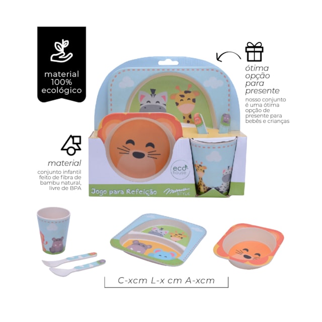 Jogo Para Refeição Infantil Safari Kit Bichinhos Mimo Style Jogo Para Refeição Infantil Safari Kit Bichinhos Mimo Style