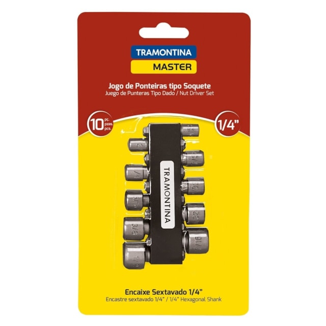 Jogo Ponteiras Soquete Sextavado 10 Peças - TRAMONTINA Jogo Ponteiras Soquete Sextavado 10 Peças - TRAMONTINA