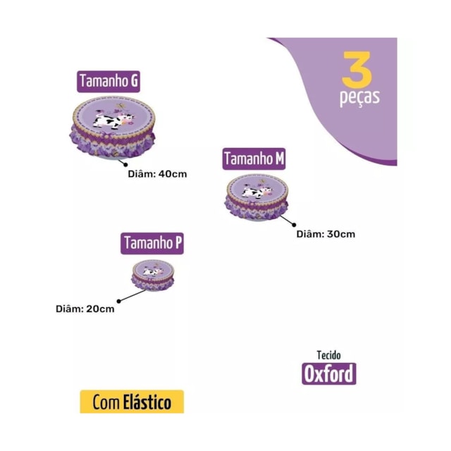 Kit 3 Peças Protetor De Alimentos C/elástico Cobre E Decora Kit 3 Peças Protetor De Alimentos C/elástico Cobre E Decora