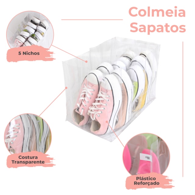 Kit 5 Organizadores de Sapatos Plástico Reforçado Kit 5 Organizadores de Sapatos Plástico Reforçado