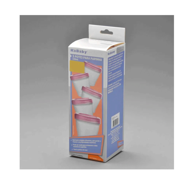 Kit 5 Potes Para Armazenar Papinha Kababy Rosa Kit 5 Potes Para Armazenar Papinha Kababy Rosa
