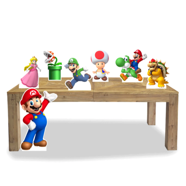 Kit 7 Totens De Display Mdf Chão E Mesa Tema Super Mario