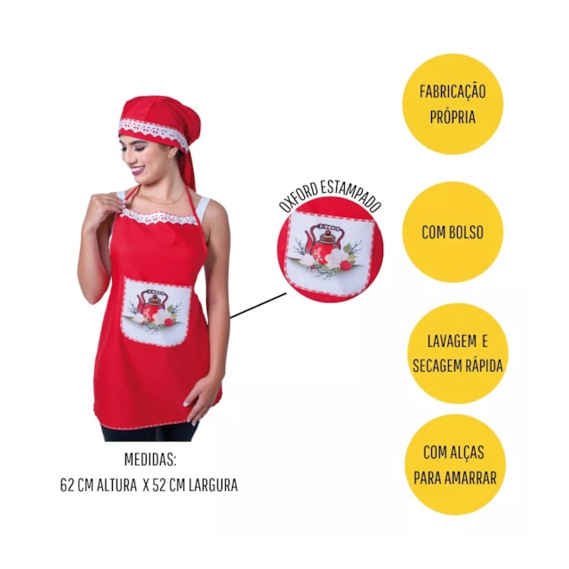 Kit Avental E Touca De Cozinha Com Bolso De Tecido Oxford Kit Avental E Touca De Cozinha Com Bolso De Tecido Oxford