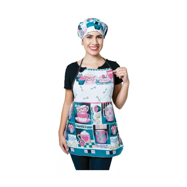 Kit Avental E Touca Estampa Cup Cake Cozinha Oxford Kit Avental E Touca Estampa Cup Cake Cozinha Oxford