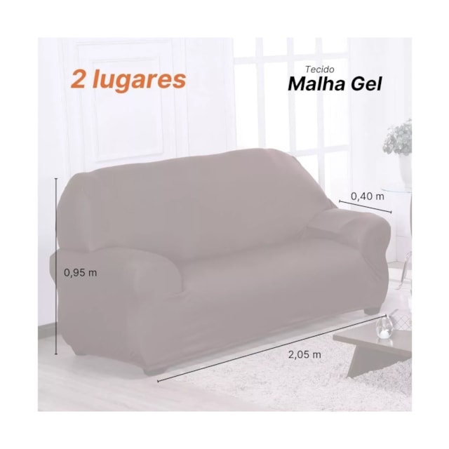 Kit Capa De Sofá 2 E 3 Lugares Malha Gel Perfeito Encaixe