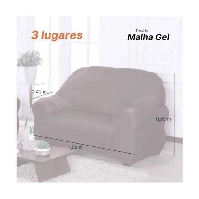 Kit Capa De Sofá 2 E 3 Lugares Malha Gel Perfeito Encaixe