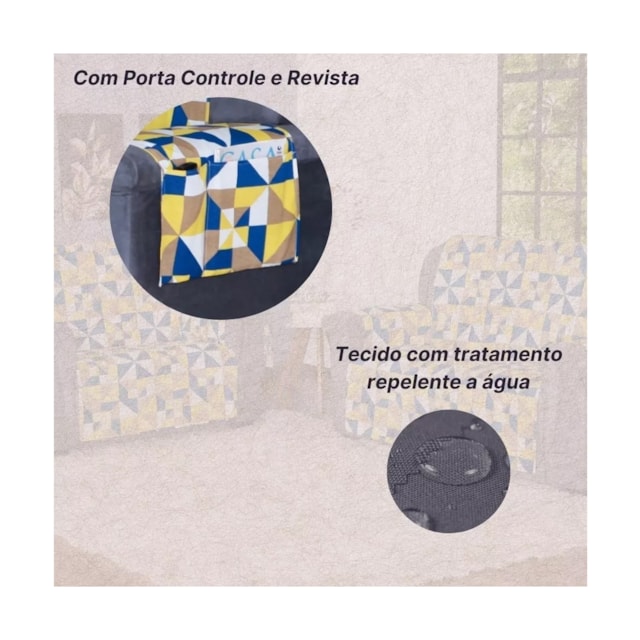 Kit Capa Protetora P/ Sofá 3 E 2 Lugares Tecido Repele Água