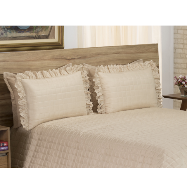 Kit Cobre Leito Diplomata 3 Peças Matelado Babado Avela Decoralle Queen Size