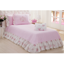 Kit Colcha Cobre leito Lola Rosa Solteiro 3 peças Deccoralle Kit Colcha Cobre leito Lola Rosa Solteiro 3 peças Deccoralle