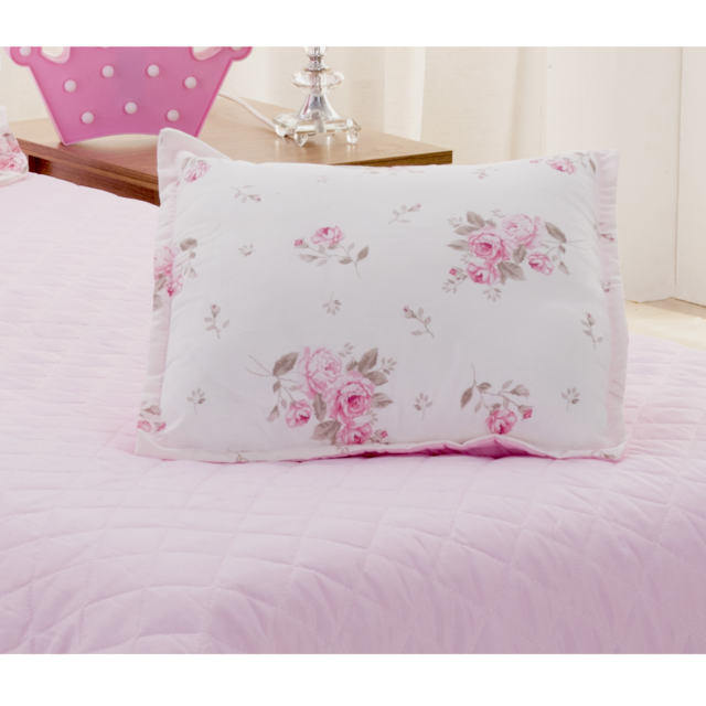 Kit Colcha Cobre leito Lola Rosa Solteiro 3 peças Deccoralle Kit Colcha Cobre leito Lola Rosa Solteiro 3 peças Deccoralle