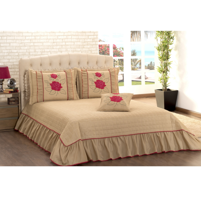 Kit Colcha Cobre leito Rubia 4 Peças Avelã Deccoralle King Size