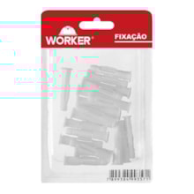 Kit com 10 Buchas Plásticas de 8mm Aba para Parede Maciça Oca - Worker  Kit com 10 Buchas Plásticas de 8mm Aba para Parede Maciça Oca - Worker