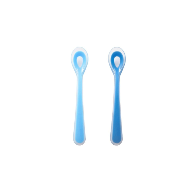 Kit com 2 Colheres de Silicone KaBaby Azul